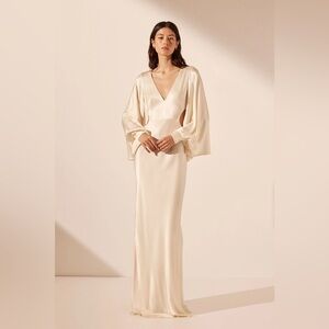 Shona Joy La Lune Circle Sleeve Cut Out Maxi Dress - Cream